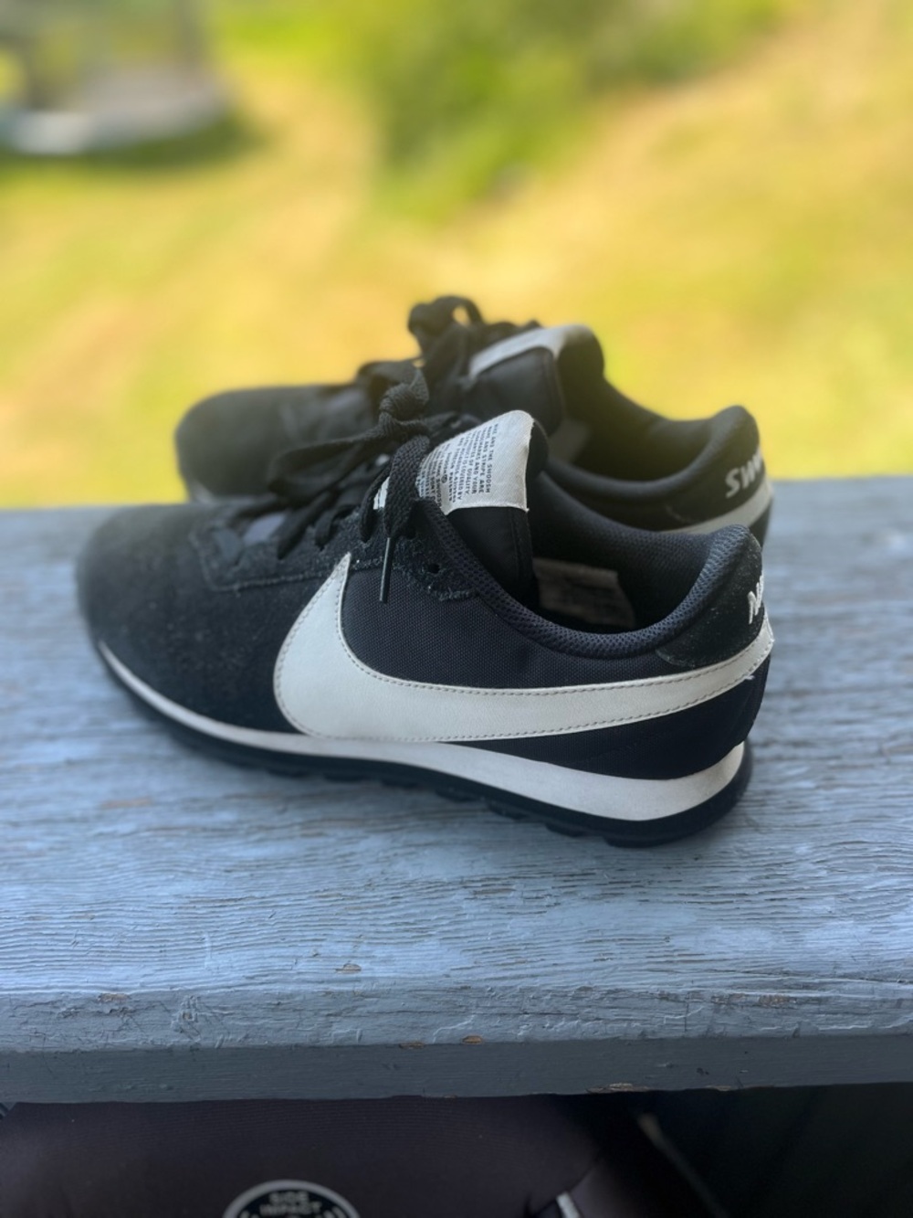 Women's Nike Pre-Love O.X. A03166-002 Black Suede White Swoosh Size 9